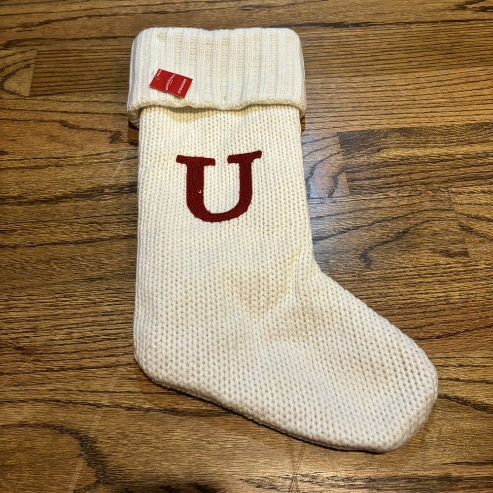 Letter U Monogram Stocking Wondershop White Holiday Initial Christmas Target 18"